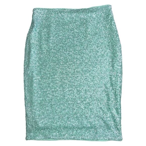 NEW Susana Monaco Celadon High Waisted Sequin Pencil Skirt Small - Picture 1 of 7